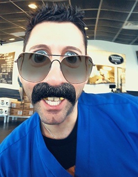 Jonathan with filter of sunglasses and mustache