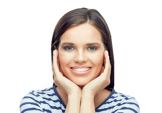 Woman with tooth colored braces