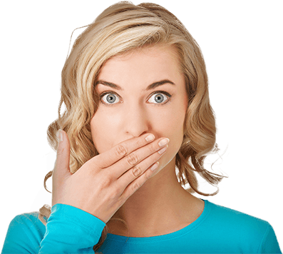 Woman covering mouth