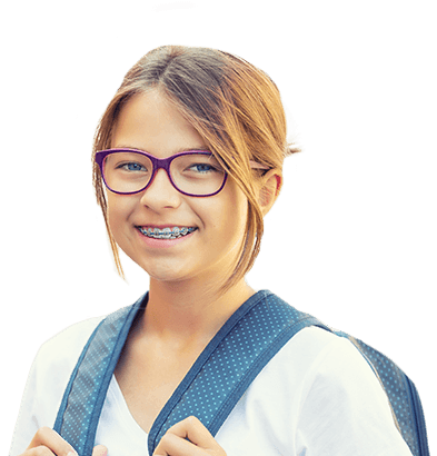 Young girl with braces