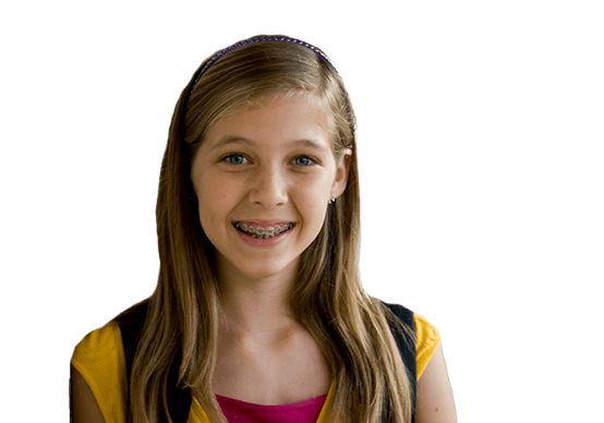 Smiling young girl with braces